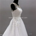Elegant Vestido De Renda Lace Sleeveless Wedding Dress illusion Back A Line Bridal Gown